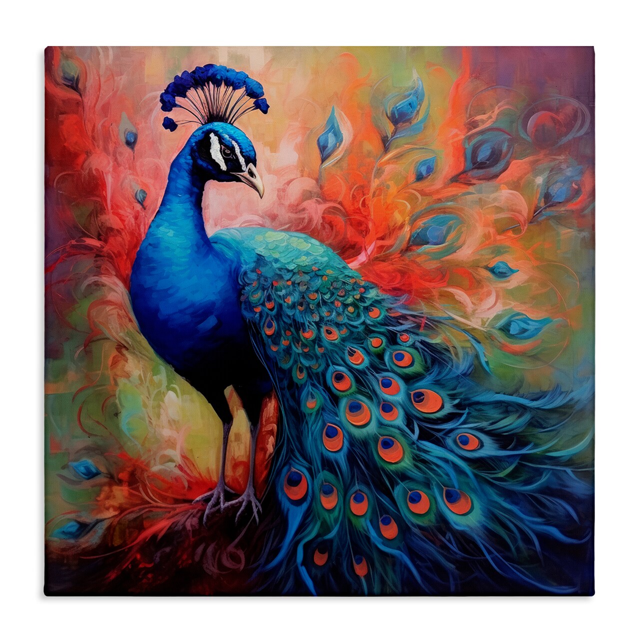 Stupell Industries Feathered Fantasy Peacock Canvas Wall Art Design by Lazar Studio